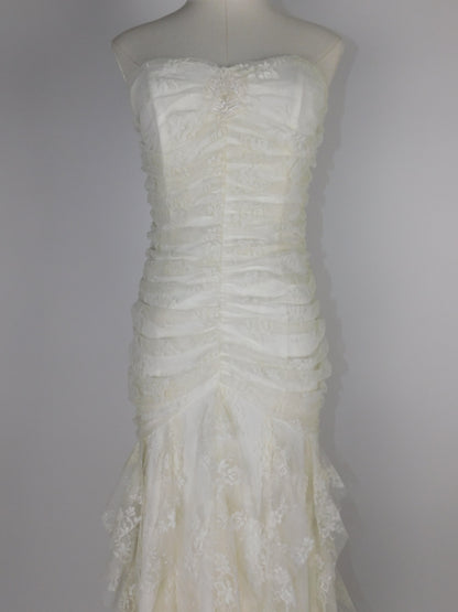 1990s Jessica McClintock Ivory Mermaid Style Wedding Dress