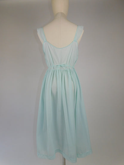1950s Royal Egg Blue Chiffon Nightgown