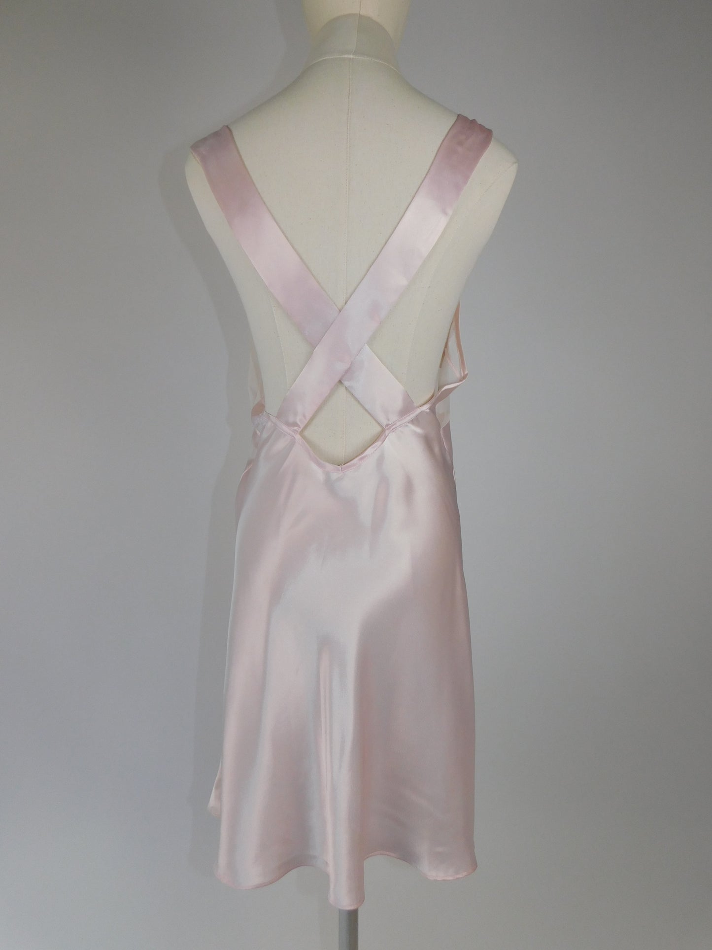 Y2K Pink Chiffon Cross Back Slip Dress