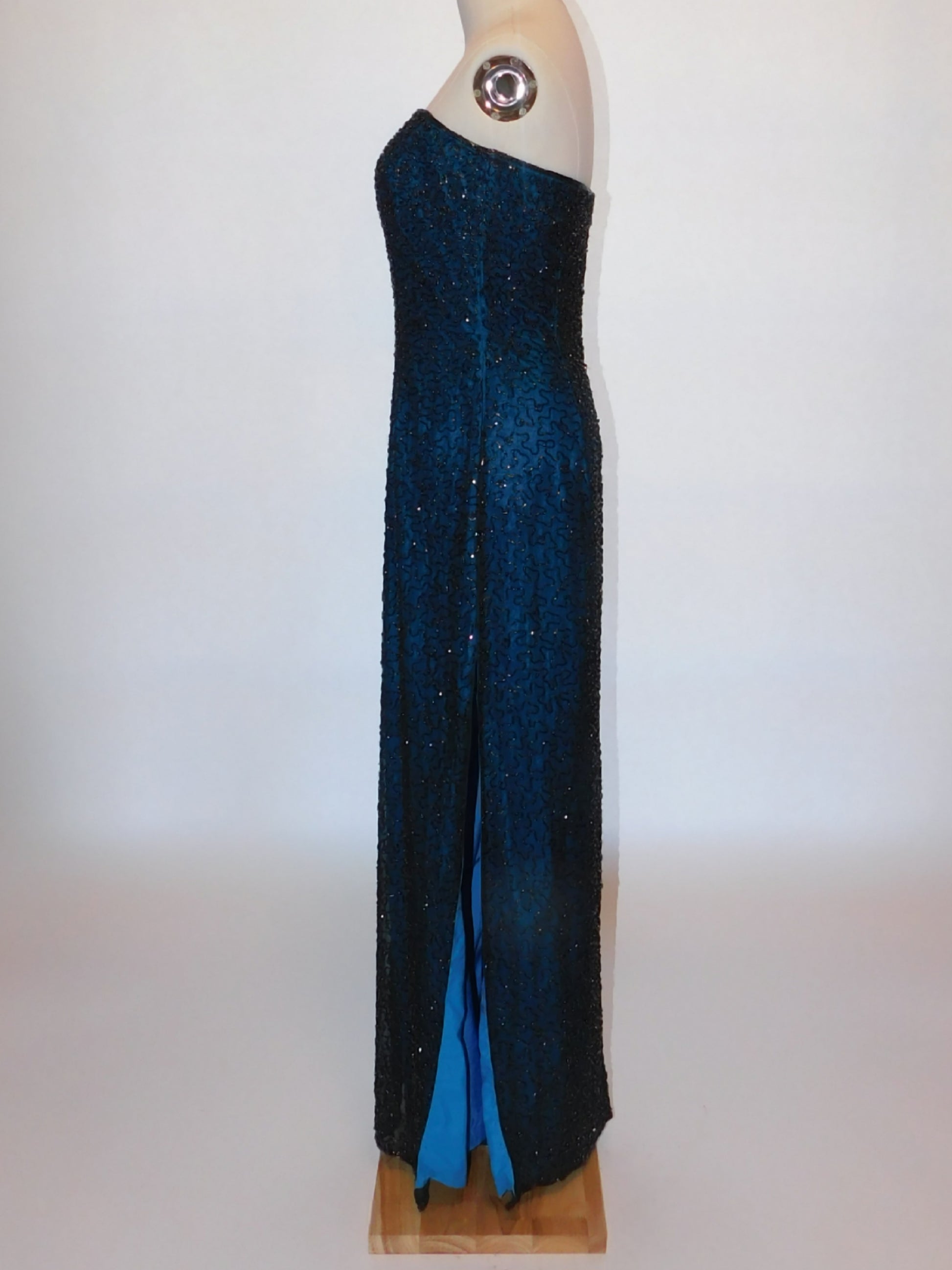 Vintage Andretta Donatello Strapless Beaded Evening Gown With Slit silkinly Vintage Andretta Donatello Strapless Beaded Evening Gown With Slit silkinly