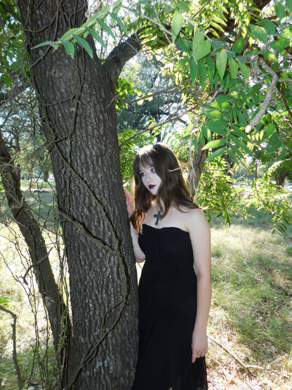 Vintage 90s Elana Katan Black Gothic Fairy Grunge Mesh Dress